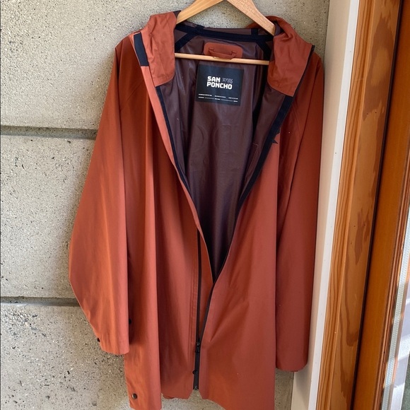 Unisex San Poncho Legacy Waterproof Jacket in Habanero - Picture 7 of 16